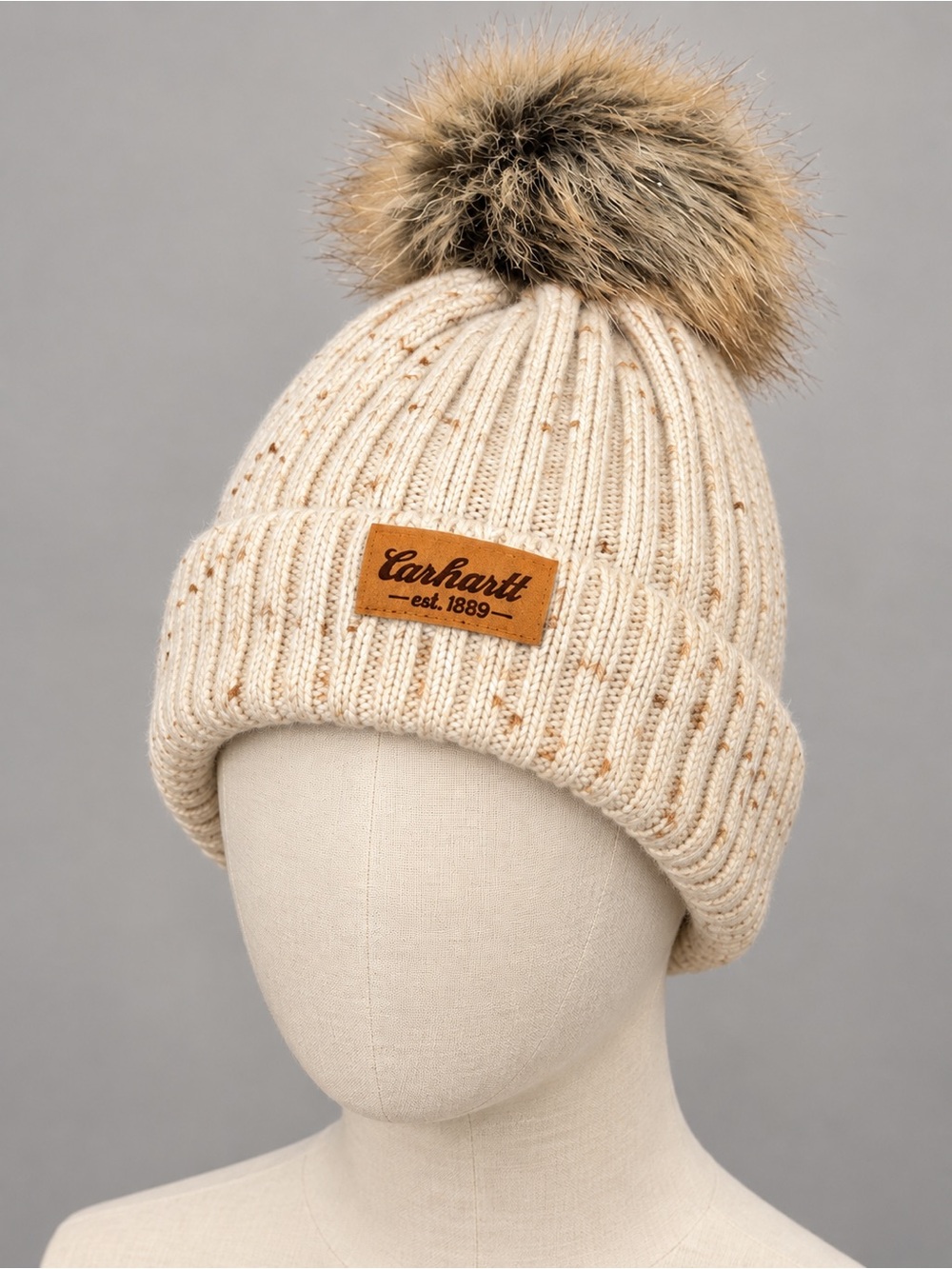 Carhartt Women's Wool Blend Faux Fur Pom-Pom Beanie
